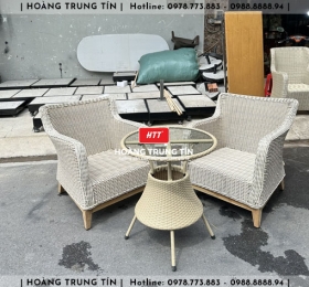 Bàn ghế cafe nhựa giả mây HTT096