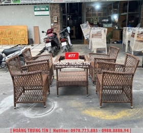 Bàn ghế nhựa giả mây ngoài trời HTT048