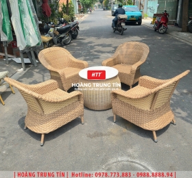 Bàn ghế nhựa giả mây ngoài trời HTT049