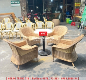 Bàn ghế cafe nhựa giả mây HTT103