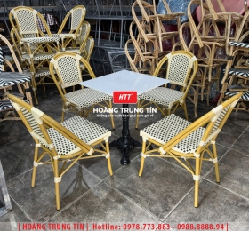 Bàn ghế nhựa giả mây ngoài trời HTT050