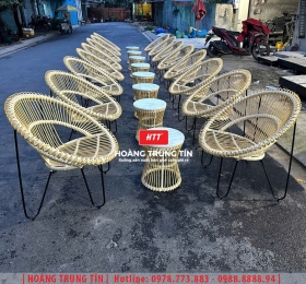 Bàn ghế cafe đan nhựa mây cao cấp HTT056