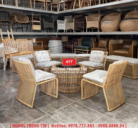 Bàn ghế cafe đan nhựa mây cao cấp HTT057