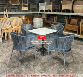 Bàn ghế nhựa giả mây ngoài trời HTT051