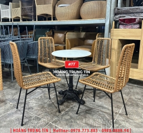 Bàn ghế nhựa giả mây ngoài trời HTT053