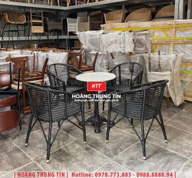 Bàn ghế cafe nhựa giả mây HTT106