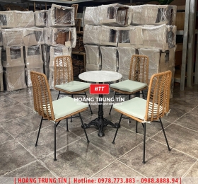 Bàn ghế cafe nhựa giả mây HTT107