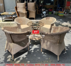 Bàn ghế cafe nhựa giả mây HTT108