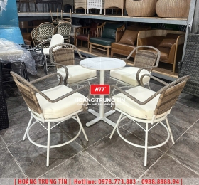 Bàn ghế nhựa giả mây ngoài trời HTT056