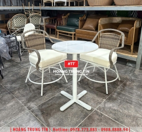 Bàn ghế cafe nhựa giả mây HTT109