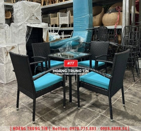 Bàn ghế nhựa giả mây ngoài trời HTT057