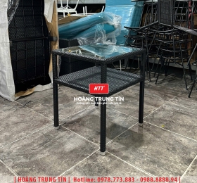 Bàn cafe đan nhựa mây HTT-01