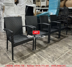 Ghế cafe đan nhựa mây ngoài trời HTT074
