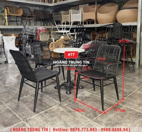 Bàn ghế nhựa giả mây ngoài trời HTT058