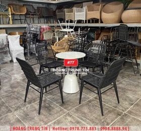 Bàn ghế cafe nhựa giả mây HTT111