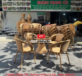 Bàn ghế cafe nhựa giả mây HTT112