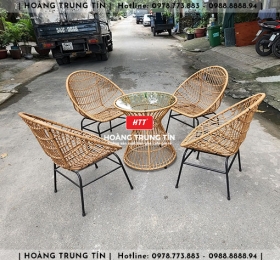 Bàn ghế cafe nhựa giả mây HTT092