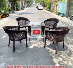 Bàn ghế cafe nhựa giả mây HTT075