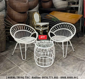 Bàn ghế cafe nhựa giả mây HTT072