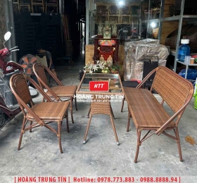 Bàn ghế cafe nhựa giả mây HTT084