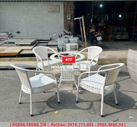 Bàn ghế cafe nhựa giả mây HTT098