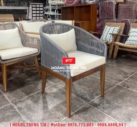 Ghế cafe khung gỗ đan dây dù HTT01