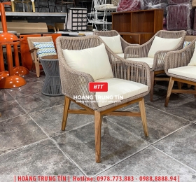 Ghế cafe khung gỗ đan dây dù HTT02