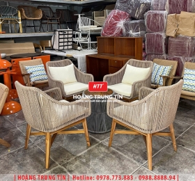 Bàn ghế cafe đan dây dù HTT03