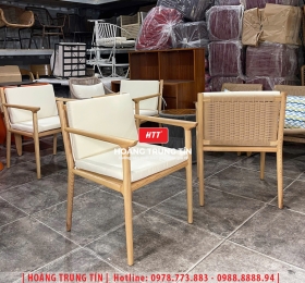 Ghế cafe khung gỗ đan dây cói HTT01
