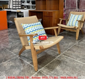 Ghế cafe khung gỗ đan dây cói HTT02