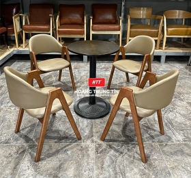 Bộ bàn ghế cafe gỗ nệm 