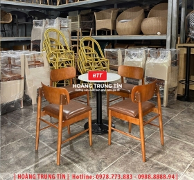 Bàn ghế cafe gỗ nệm cao cấp HTT49