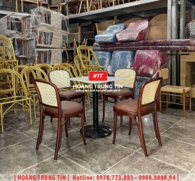 Bàn ghế cafe gỗ nệm cao cấp HTT50