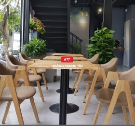 Bộ bàn ghế cafe gỗ nệm BCF001