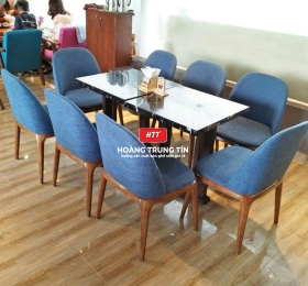 Bộ bàn ghế cafe gỗ nệm BCF004