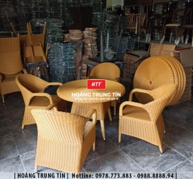 Bàn ghế cafe nhựa giả mây HTT033