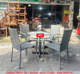 Bàn ghế nhựa giả mây ngoài trời HTT059