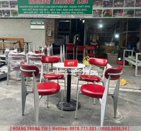 Bàn ghế cafe sắt nệm HTT02