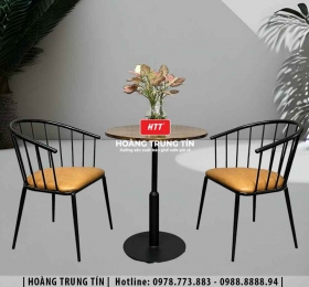 Bàn ghế cafe sắt nệm cao cấp HTT18