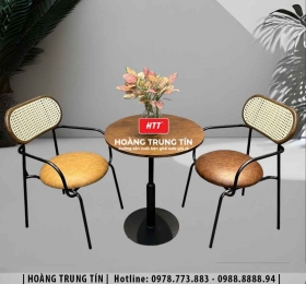 Bàn ghế cafe sắt nệm cao cấp HTT19