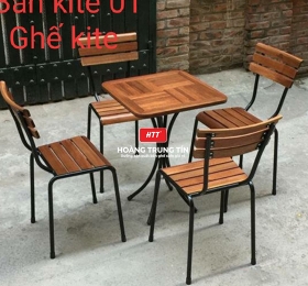 Bàn ghế cafe gỗ chân sắt HTT008