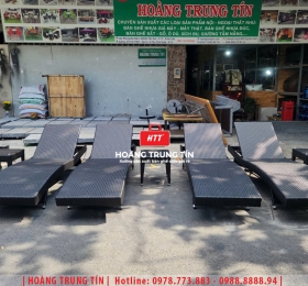 Giường tắm nắng đan nhựa giả mây HTT12
