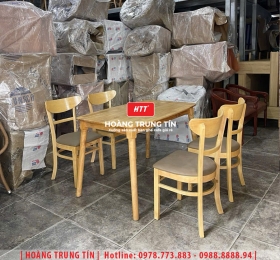 Bàn ghế gỗ nệm quán ăn HTT01