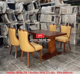 Bàn ghế nhà hàng gỗ nệm cao cấp HTT02