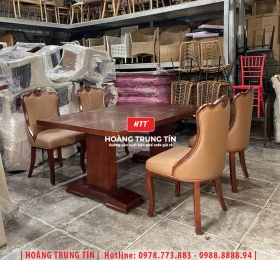 Bàn ghế nhà hàng gỗ nệm cao cấp HTT04