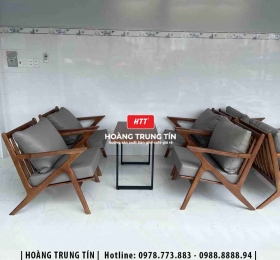 Bàn ghế sofa cafe gỗ nệm HTT02