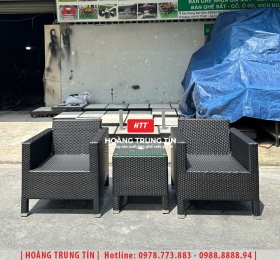 Bàn ghế nhựa giả mây ngoài trời HTT060