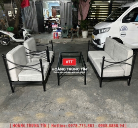 Bàn ghế cafe sắt nệm HTT05