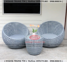 Bàn ghế sofa trứng đan nhựa mây HTT050