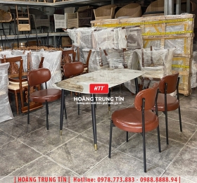 Bàn ghế nhà hàng sắt nệm cao cấp HTT03